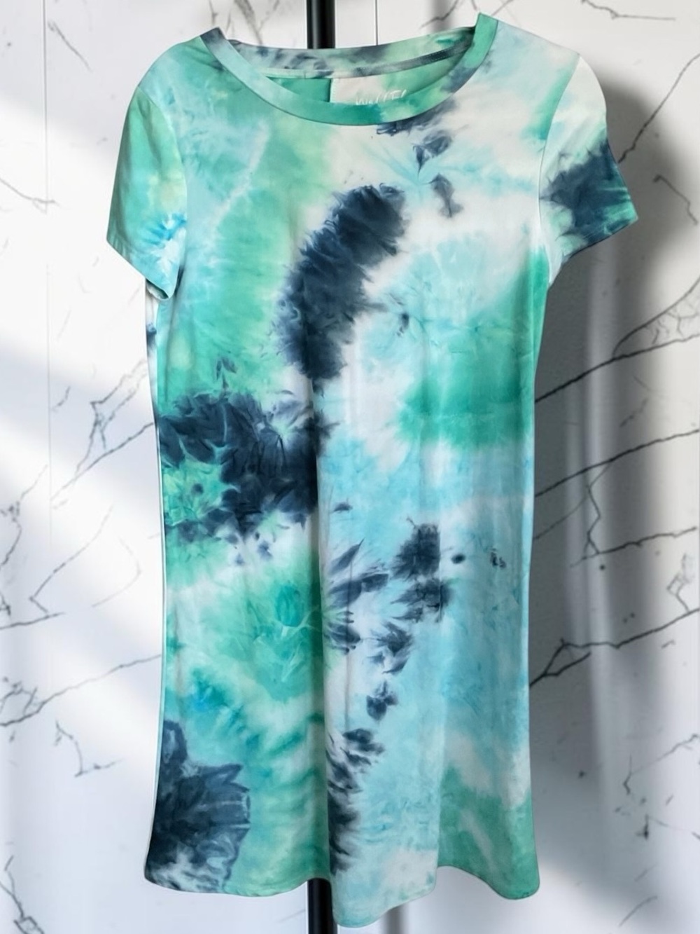 Wallflower Teal Blue Green Tie-Dye SS Dress, P2P:18-20”, L:35